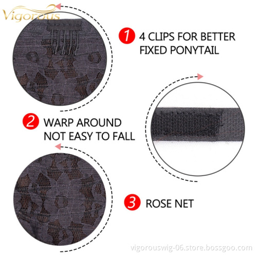 Vigorous wholesale kinky hair thick wrap ponytails synthetic curly ponytail hair extensions clip wave black women ombre blonde